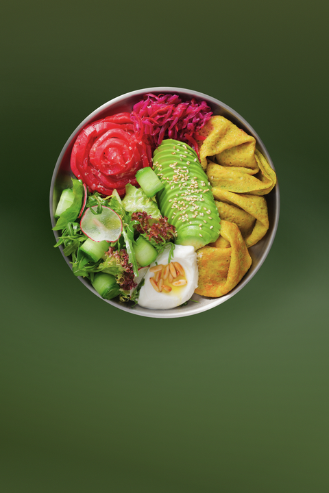 Crepes & Beet-cured Salmon Bowl