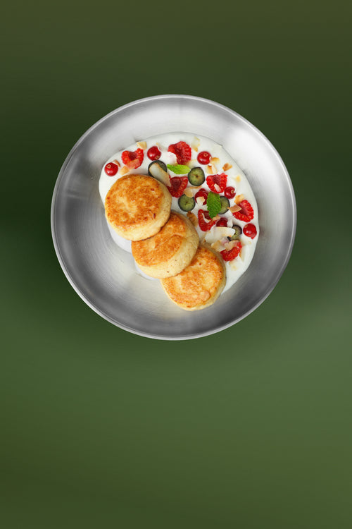 Syrniki with Coconut & Berries